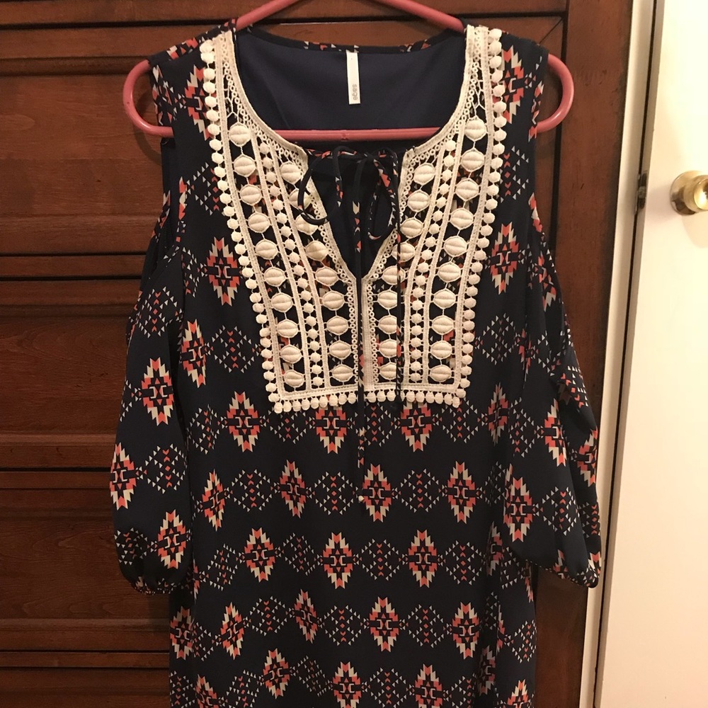 Cold shoulder bohemian dress
